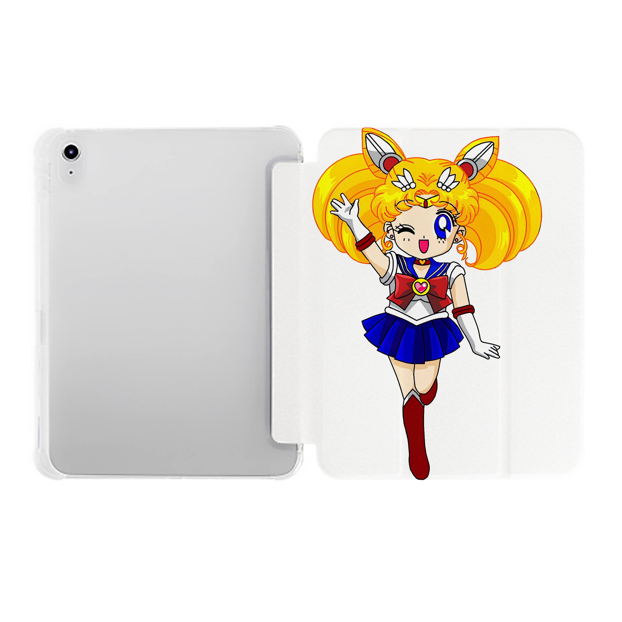 （画像用） 美少女戦士セーラームーン 月野 うさぎ つきの うさぎ Sailor Moon Tsukino Usagi IPad ケース ペン収納付き 三つ折りスタンド PUレザー×シリコン 対応機種9.5/10.5/10.9インチ